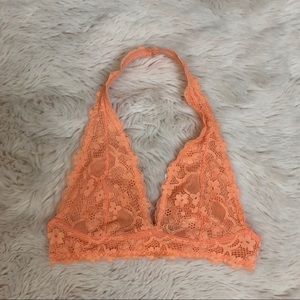 Free People Intimates Coral Lace Halter Bralette
